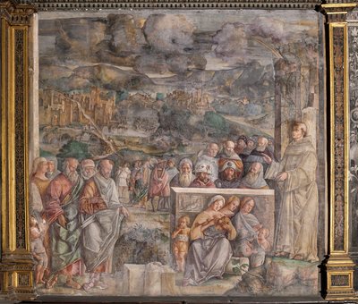 Der heilige Antonius kommt in Padua an und stellt Frieden zwischen den Bürgern her von Giovanni Antonio Corona