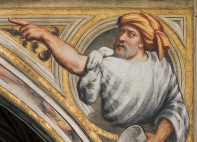 Zentrales Schiff, Feder zweiter Spann Süd, IL Pordenone 1520, Büste mit Prophet von Giovanni Antonio Pordenone
