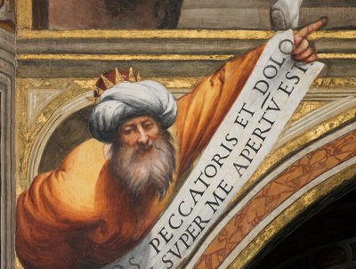 Zentrales Kirchenschiff, Dritter südlicher Bogen, Il Pordenone 1520, Büste mit Prophet von Giovanni Antonio Pordenone