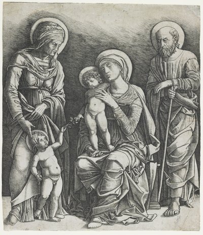 Die Heilige Familie mit dem kleinen Johannes, ca. 1495-1505 (Gravur) von Giovanni Antonio da Brescia