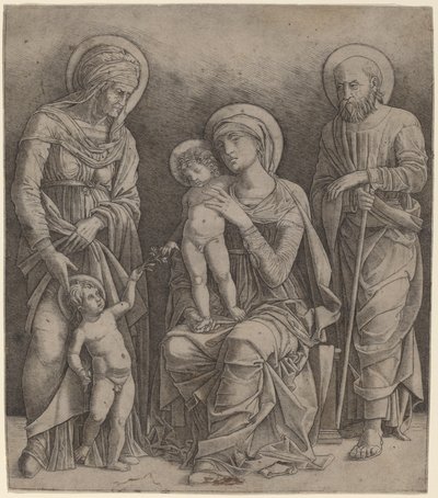 Heilige Familie mit der heiligen Elisabeth und dem kleinen heiligen Johannes von Giovanni Antonio da Brescia, after Andrea Mantegna