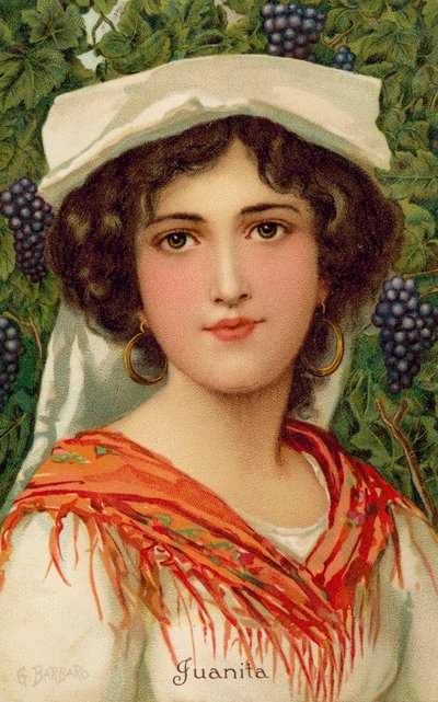 Porträt einer Frau mit einer Weinrebe von Giovanni Barbaro