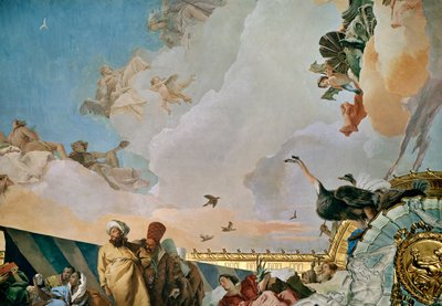 Allegorie des Ostens, Deckenfresko im Thronsaal des Königspalastes, Madrid von Giovanni Battista (1696-1770) Tiepolo