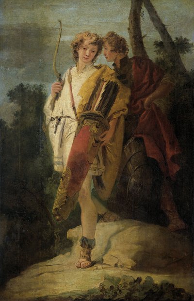 Junger Mann mit Bogen und Köcher und sein Begleiter mit einem Schild von Giovanni Battista (1696-1770) Tiepolo