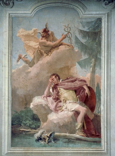 Merkur erscheint Aeneas im Traum und befiehlt ihm, nach Karthago zu gehen von Giovanni Battista Tiepolo