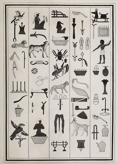 Zeichnungen der Dekorationen aus dem Grab des Pharao Psammetich I., reproduziert 1817 von Giovanni Battista Belzoni, im British Museum, London von Giovanni Battista Belzoni