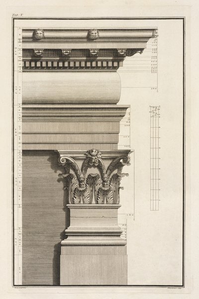 Basis, Kapitell und Gebälk des Pilasters von Giovanni Battista Borra
