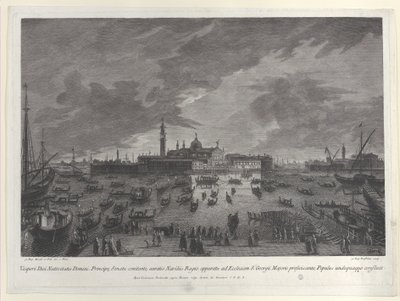 Nächtliche Ansicht der Prozession am Heiligabend des Dogen und des venezianischen Senats nach San G..., 1763 von Giovanni Battista Brostoloni
