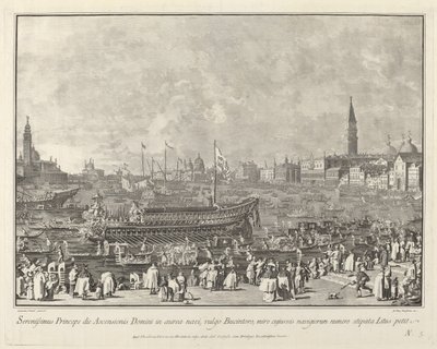 Der Doge im Bucintoro auf dem Weg zum Porto di Lido am Himmelfahrtstag, 1763-1766 von Giovanni Battista Brostoloni