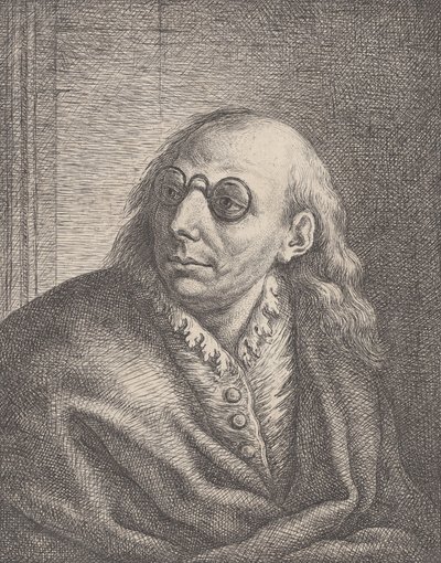 Porträt von Luca Giordano, mit runden Brillen und nach links schauend von Giovanni Battista Catenaro