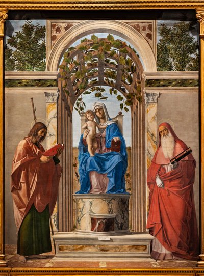 Thronende Madonna mit Jesuskind zwischen den Heiligen Jakobus und Hieronymus von Giovanni Battista Cima da Conegliano