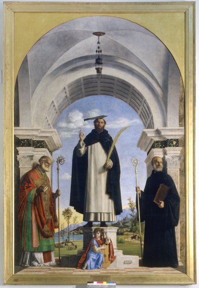 Heiliger Petrus Märtyrer mit den Heiligen Nikolaus und Benedikt von Giovanni Battista Cima da Conegliano