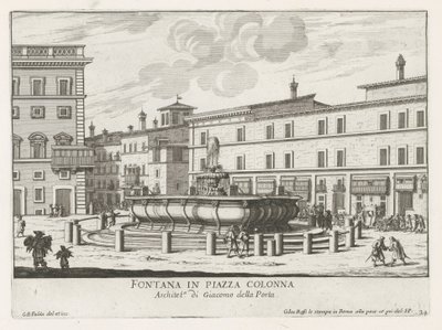 Brunnen auf der Piazza Colonna in Rom von Giovanni Battista Falda