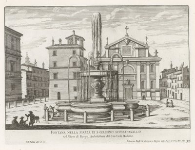 Brunnen auf der Piazza Scossacavalli in Rom von Giovanni Battista Falda