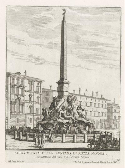 Vierströmebrunnen auf der Piazza Navona in Rom von Giovanni Battista Falda