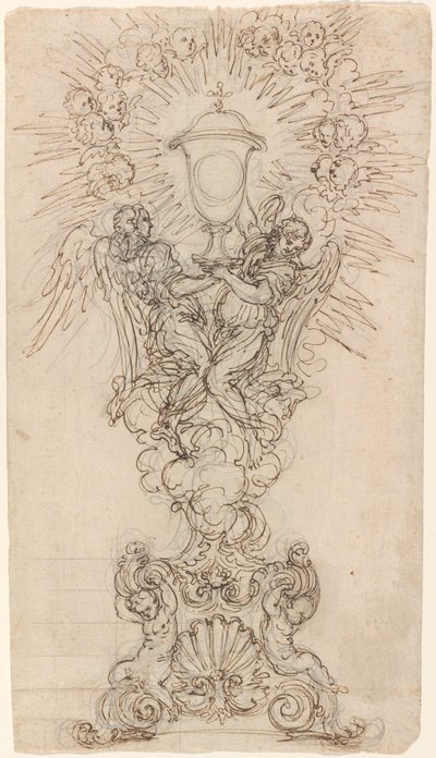 Eine Monstranz mit zwei Engeln, die einen Kelch stützen von Giovanni Battista Foggini