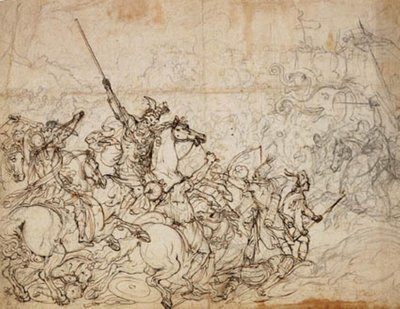 Kampfszene mit Elefanten und Orientalen von Giovanni Battista Foggini