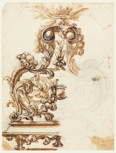Entwurf für ein vergoldetes Bronzeornament, 1680–1700 von Giovanni Battista Foggini