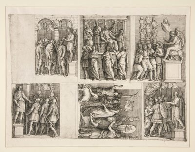Sechs Vignetten aus dem Leben des Trajan von Giovanni Battista Franco (called Il Semolei)