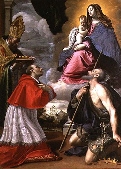 Madonna mit Kind und Heiligen von Giovanni Battista Pesari