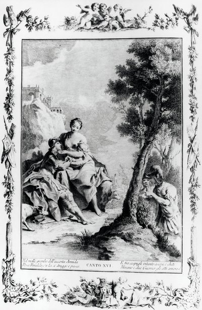 Armida und Rinaldo von den Kreuzfahrern Carlo und Ubaldo gesehen, Gesang XVI, Jerusalem befreit von Giovanni Battista Piazzetta