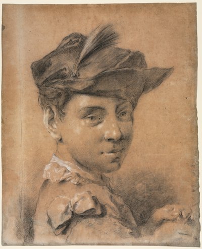 Kopf eines jungen Mannes mit Hut, vor 1735 von Giovanni Battista Piazzetta