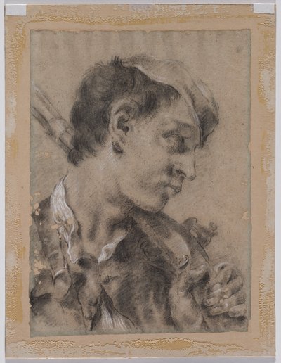 Kopf eines jungen Mannes im Profil mit einer Waffe über der Schulter, ca. 1730-40er Jahre von Giovanni Battista Piazzetta