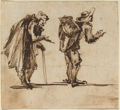 Ein alter Mann mit einem Umhang und ein Bauer mit einem Rucksack von Giovanni Battista Piranesi