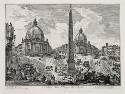 Ansicht der Piazza del Popolo (aus: Vedute di Roma) von Giovanni Battista Piranesi