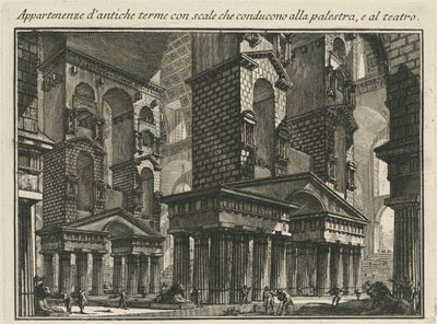 Zubehör antiker Thermen mit Treppen, die zur Palästra und zum Theater führen von Giovanni Battista Piranesi