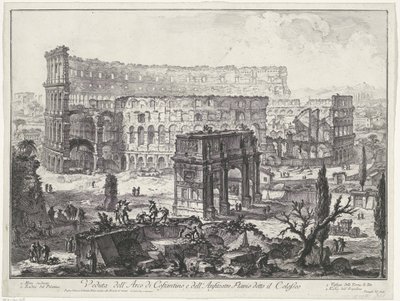 Bogen von Konstantin und das Kolosseum in Rom von Giovanni Battista Piranesi