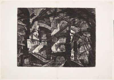 Komplexe Gruppen von miteinander verbundenen Ruinenbögen, die Balken und Seile stützen von Giovanni Battista Piranesi
