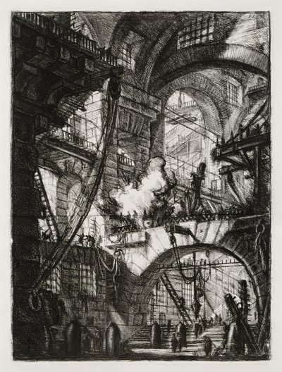 Das rauchende Feuer (Blatt 6 in: Carceri d