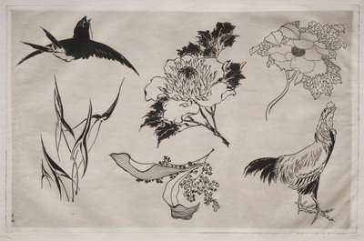Tafelservice (Rousseau-Service): Schwalbe, Hahn und Blumen (Nr. 8) von Giovanni Battista Piranesi