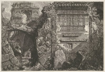 Frontispiz mit antiken Ruinen und einem Triumphbogen von Giovanni Battista Piranesi