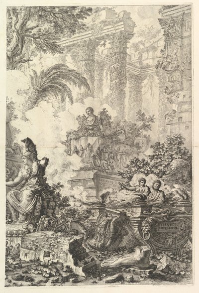 Frontispiz, mit Statue der Minerva, ca. 1748 von Giovanni Battista Piranesi