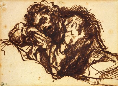 Halbporträt eines sich bückenden Mannes von Giovanni Battista Piranesi