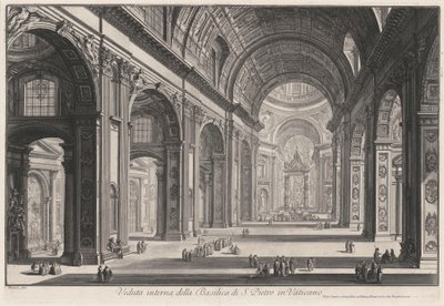 Innenansicht der Basilica San Pietro in Vaticano (aus: Vedute di Roma) von Giovanni Battista Piranesi