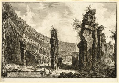 Innenansicht des Flavischen Amphitheaters, genannt das Kolosseum, aus Ansichten von Rom von Giovanni Battista Piranesi