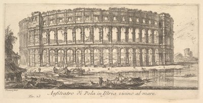 Platte 23: Amphitheater von Pola in Istrien nahe dem Meer Anfiteatro di Pola in Istria vi..., ca. 1748 von Giovanni Battista Piranesi