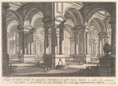 Treppen geschmückt mit prächtiger Architektur . . . Gruppo di Scale ornato di magnif..., ca. 1750 von Giovanni Battista Piranesi