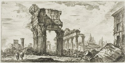 Tempel des Jupiter Tonans [Jupiter der Donnerer]. 1. Tempel der Concordia, Platte 7 aus Einige Ansichten von Triumphbögen und anderen Denkmälern von Giovanni Battista Piranesi