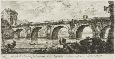 Die Brücke von Rimini, gebaut von den Kaisern Augustus und Tiberius, Tafel 16 aus Einige Ansichten von Triumphbögen und anderen Denkmälern von Giovanni Battista Piranesi