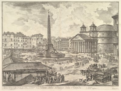 Die Piazza della Rotonda, mit dem Pantheon und Obelisk Veduta della Piazza della Rot..., ca. 1751 von Giovanni Battista Piranesi