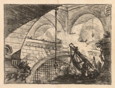 Die Gefängnisse: Eine Serie von Galerien mit kranähnlicher Balkenkonstruktion von Giovanni Battista Piranesi