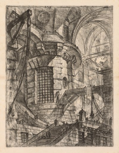 Die Gefängnisse: Ein gewölbtes Gebäude mit einer zentralen Säule mit vergittertem Fenster von Giovanni Battista Piranesi