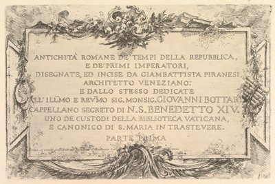 Titelseite: Römische Antike zur Zeit der Republik und der ersten Kaiser, ca. 1748 von Giovanni Battista Piranesi