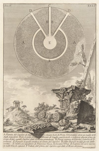 Ansicht eines anderen Teils der Grabkammer von L. Arruntius, Tafel 10 aus Band 2 Antichità romane von Giovanni Battista Piranesi