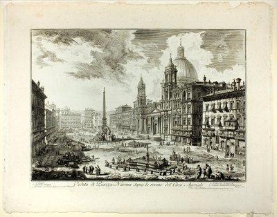 Blick auf die Piazza Navona über den Ruinen des Zirkus des Domitian, aus Ansichten von Rom von Giovanni Battista Piranesi