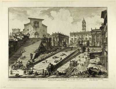 Ansicht des Kapitolinischen Hügels mit den Stufen zur Kirche S. Maria in Aracoeli, aus Ansichten von Rom von Giovanni Battista Piranesi